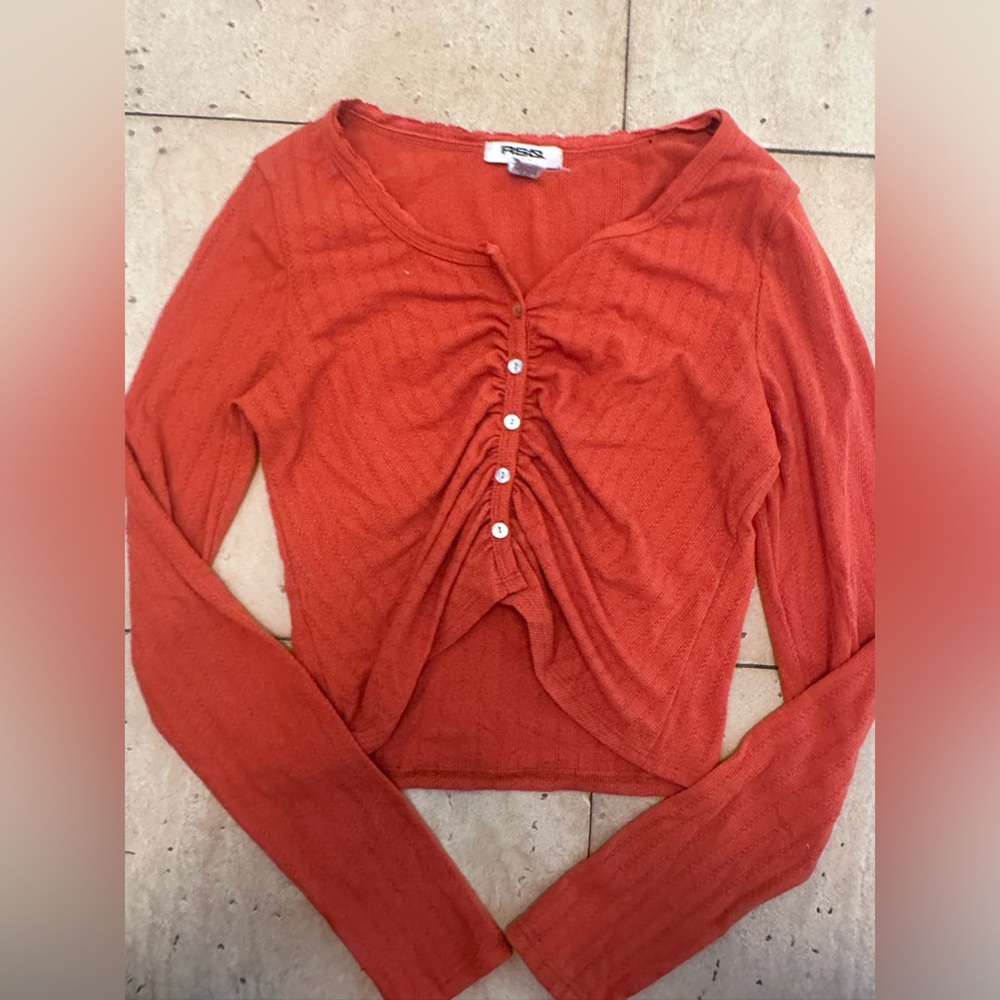 Tillys RSQ orange rushed fitted longsleeve women's medium